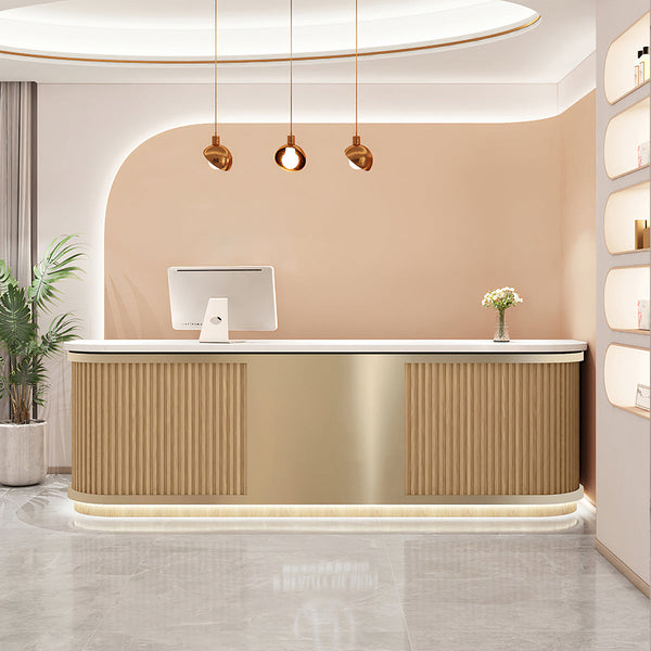 Curved Small Reception Counter with Stainless Steel