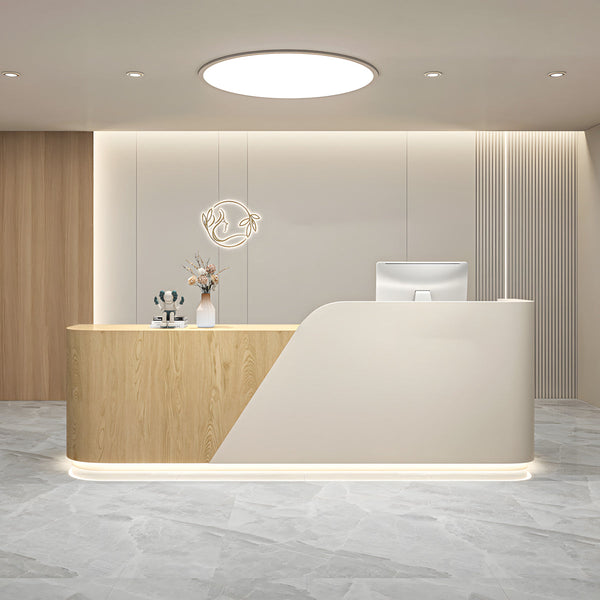 Modern Office Reception Desk with Storage Cabinet