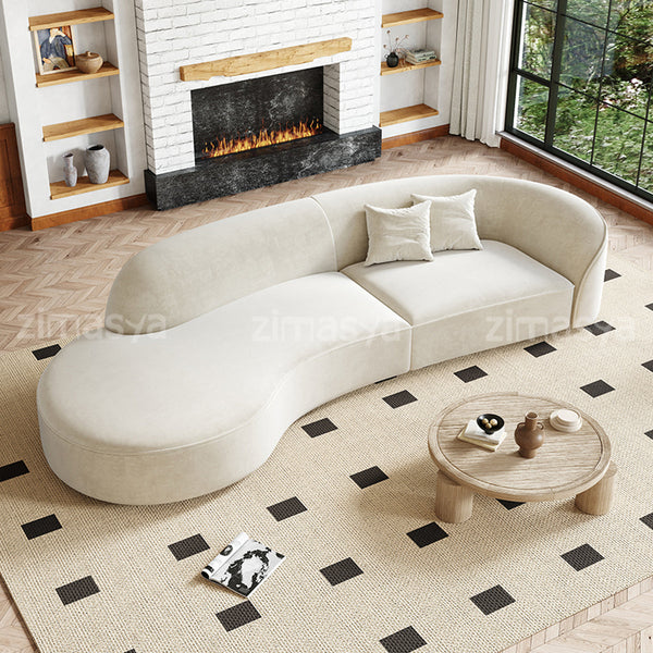 Plush Curved Sofa 3-5 Seater 240–340cm with Armrest for Living Room