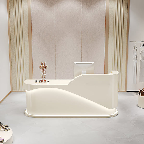 Curved L-Shaped Corner Reception Desk with LED Lighting